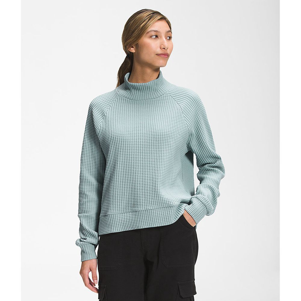 The North Face Long Sleeve Womens Australia - The North Face Mock Neck Chabot Silver Blue (YLS-16247